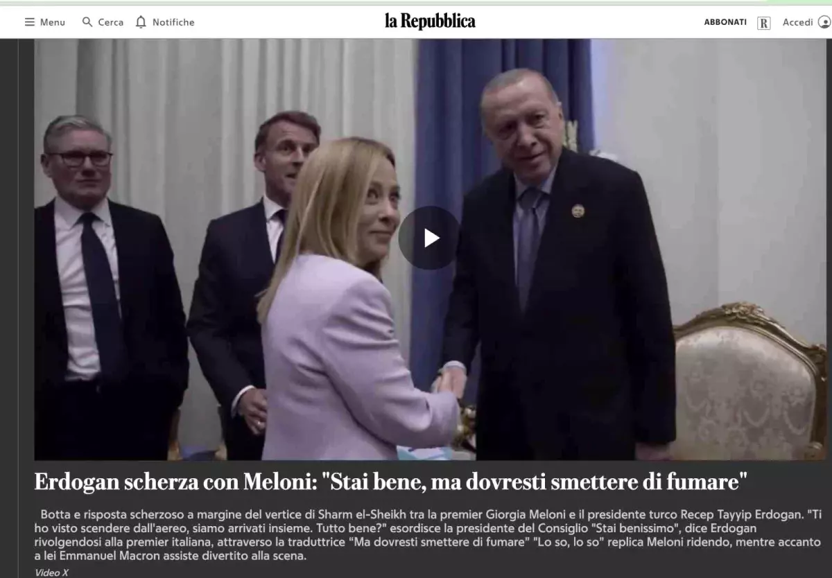 Erdoğan’dan Meloni’ye Sigarayı Bırakma Tavsiyesi